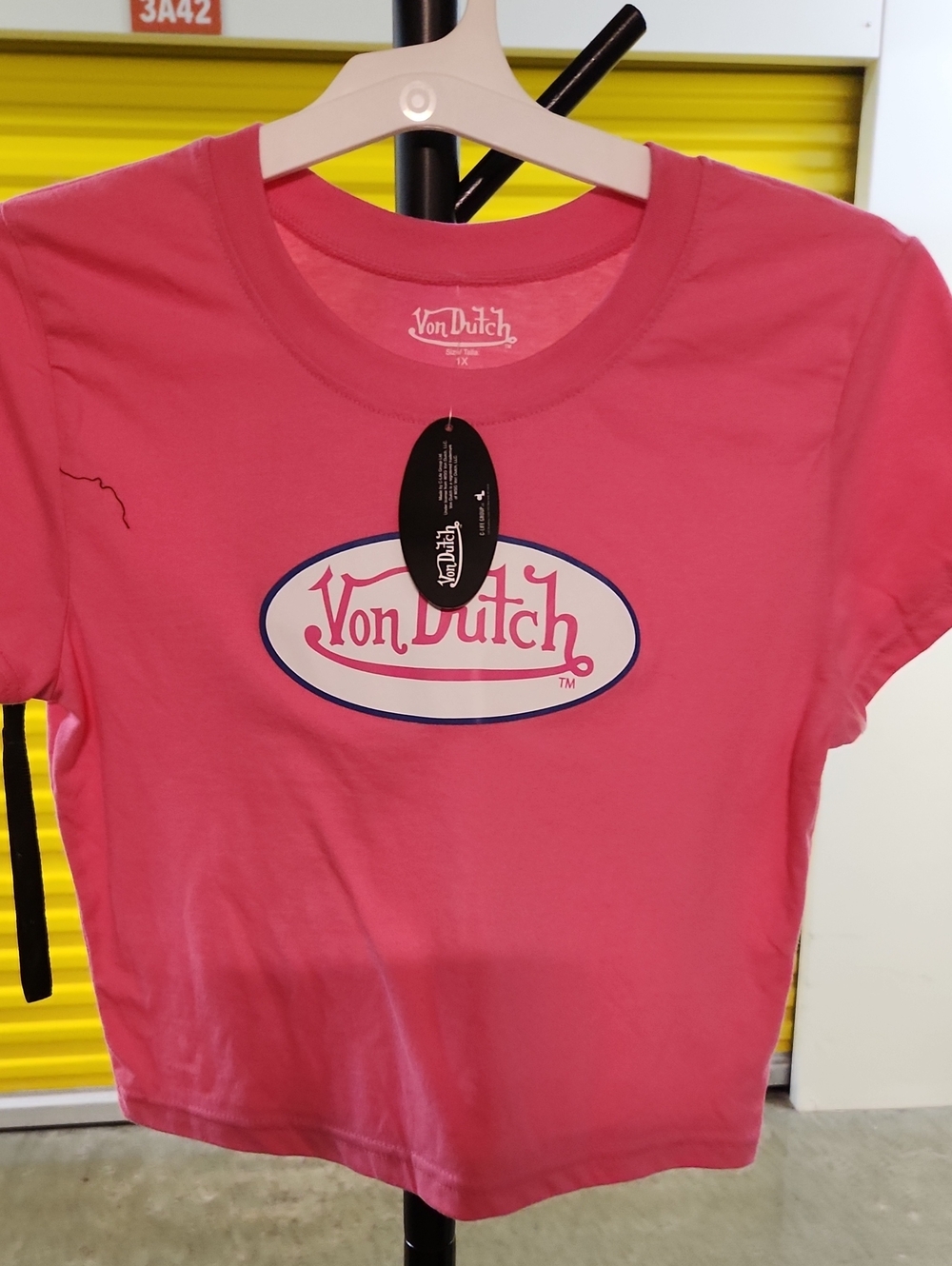 Von Dutch Pink Logo Crop Tee